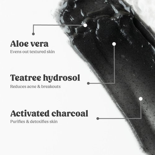 vilvah STORE Charcoal Facial Masks Facemask for Men & Women | Removes Blackheads and Whiteheads | Active Cooling Effect | Deep Skin Purifying Cleansing, 100g