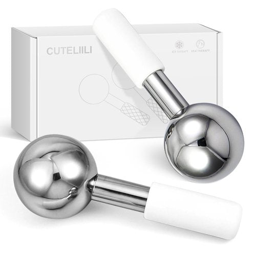 CUTELIILI Ice Globes for Face, Unbreakable Stainless Steel Ice Globes for Facials for Puffiness, Wrinkles,Ice Balls for Face Neck & Eyes Skin Care