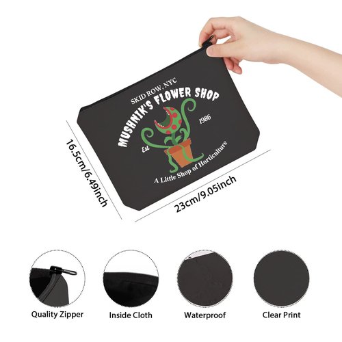 TSOTMO Horror Movie Lover Gift NYC Mushnik’s Shop EST 1986 Scary Movies Inspired Zipper Pouch Makeup Bag (BLK-Flower shop)