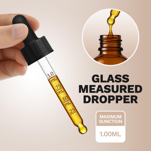 Bumobum 1 oz Dropper Bottle, Amber Glass Dropper Bottle with Glass Measured Dropper, Empty Eye Tincture Bottles with Funnel & Labels for Essential Oils Serums Tavel Liquids, 4 Pack