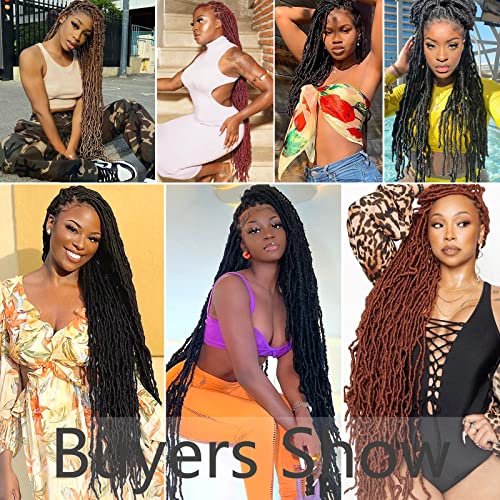 Ombre Faux Locs Crochet Hair Soft Locs 36 Inch 7 Packs Crochet Locs Natural Long Locs Crochet Hair For Women Synthetic Pre looped Crochet Braids (36 Inch (Pack of 7), 1B/30/27)