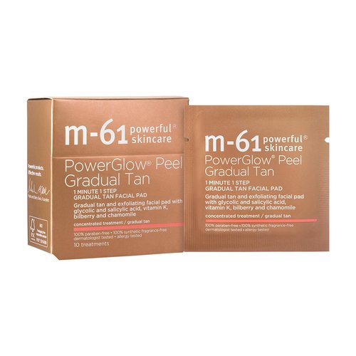 m-61 PowerGlow Peel Gradual Tan | 1-Minute, 1-Step Exfoliating Facial Peel To Build A Streak-Free Radiant Glow. With Glycolic and Salicylic Acid. Dermatologist & Allergy Tested - 10 Treatments