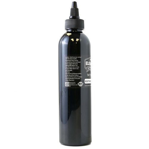 Element Tattoo Supply Nighthawk Tattoo Black Ink Professional 8oz for Human Skin Smooth Solid Pigment for Lining Shading Blending Long Lasting Color Supply