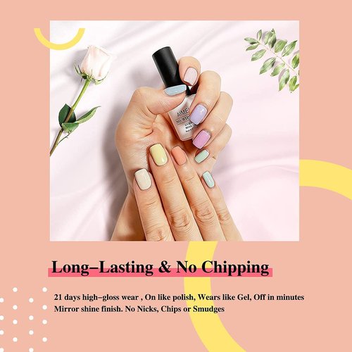 AIMEILI Summer Gel Nail Polish Color with Gel Base Coat No Wipe Top Coat