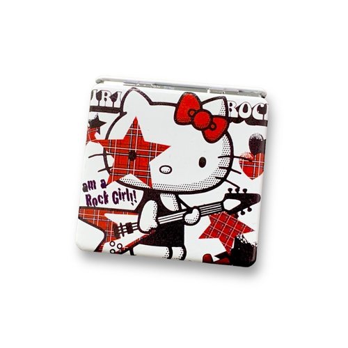 KOZUKI Kitty Compact Mirror - Pink, 2.6"L x 2.7"W, Portable, Double Sided, Modern Cat Theme, Makeup, Grooming