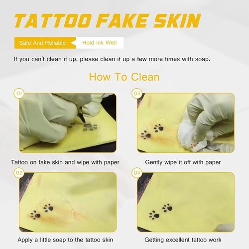 Yuelong 3mm Tattoo Skin Practice 10Pcs Fake Skins Thick 3mm Soft Pure Silicone Double Sides 7.4x5.6" Tattooing Eyebrow Practice for Beginner & Experienced Artist