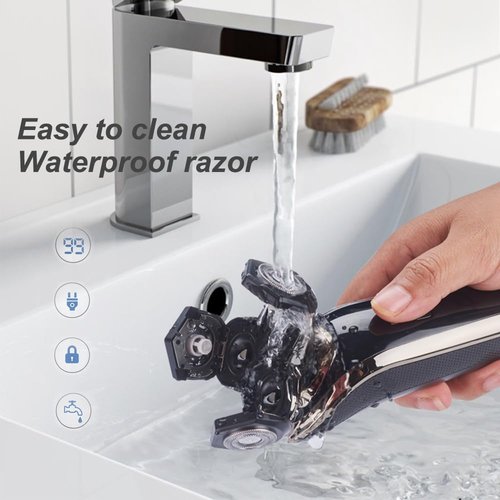 Electric Razor for Men Shaver Rechargeable Waterproof Rotary for Shaving with Nose Trimmer Sideburns Trimmer Face Cleaning Brush