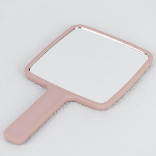 YCHMIR Square Hand Held Mirror Hand Mirror Travel Mirror Diamond Pattern 9 x 5.1 inch Pink