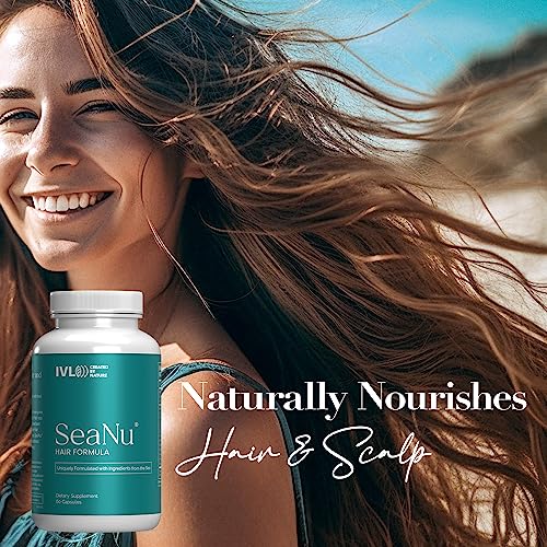 IVL - SeaNu Hair Vitamins Supplements - Hair Strength, Strand Thickness, Hair Growth - with Biotin, Vitamin B3, Zinc, Saw Palmetto Berry Extract, Green Lipped Mussel - (6 Pack)