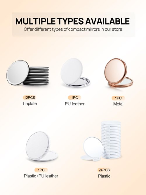 Getinbulk Compact Mirror Bulk, Pack of 12 Double-Sided 1X/2X Magnifying Metal Makeup Mirrors(Round, Rose Gold)