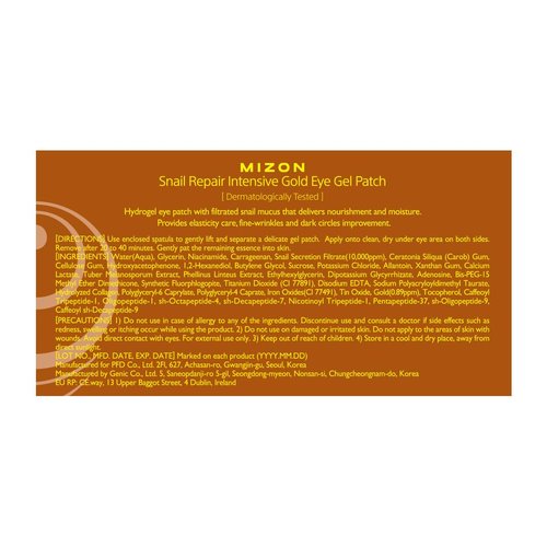 MIZON Snail Gold Eye Gel Patches + Snail Repair Intensive Ampoule, Moisturizing, anti-aging, skin regeneration, Reduces Puffiness, Dark Circles treatment