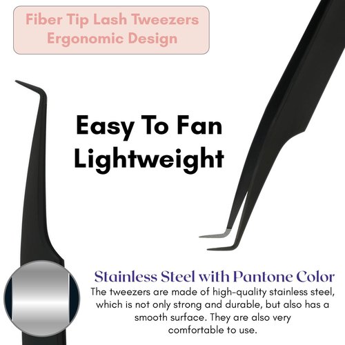 My Lash Tools Fiber Tip Lash Tweezers for Eyelash Extension Curved 90 Degree Angle Boot Tweezer Best for Volume, Individual Isolation & Classic Lashes Stainless Steel Lash Supply (CEC-F08/01)