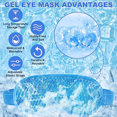 2Pack Cold Cooling Eye Mask, Reusable Hot Colder Therapy Gel Bead with Plush Backing for Puffiness Migraine Stress Relief Skin Care Dry Eyes