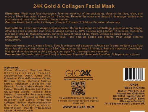 24K GOLD and Collagen Facial Mask A Potent Hydrating, Nourishing, and Recharging 24K Gold and Collagen Facial Mask