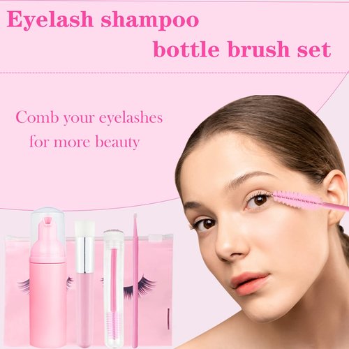 140 Pcs Eyelash Shampoo Bottle Brushs Set,10 Pcs Eyelash Shampoo Brush, 10 Pcs Eyelash Brush Tube,10 Pcs Eyelash Shampoos Bottle,10 Pcs Eyelash Care Storage Bag, 100 Pcs Beauty Bendable Cotton Swabs