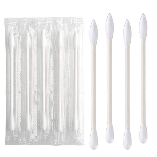 1000 Pack Cotton Swab Individually Wrapped, Individually Wrapped Double Tipped Cotton Swabs Paper Sticks Cotton Buds(White, Round/Pointed End)