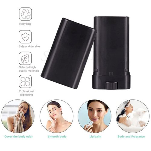 Minsily 20 Pack 15ml Empty Deodorant Containers Oval Lip Balm Tubes 0.5 oz Plastic Deodorant Tubes Refillable Oval Twist-Up Tubes BPA-Free for DIY Homemade Crayon Chapstick Lotion Sticks Vials(Black)