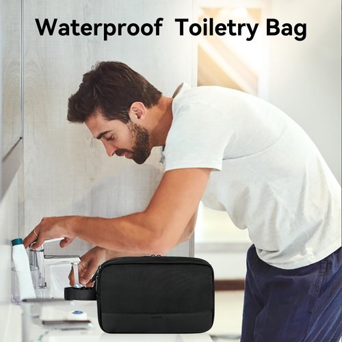 Voova Travel Toiletry Bag for Men Women, Hanging Dopp Kit Water Resistant Shaving Bag for Toiletries Accessories, Small Makeup Organizer Case for Traveling Essentials, Bathroom, Cosmetics, Black