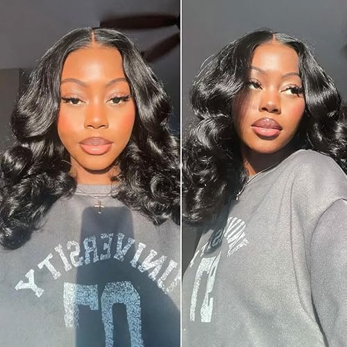 RECOOL Human Hair Wig Glueless Lace Front Wigs 6x5 Hd Loose Body Wave Lace Front Wigs Glueless Wigs Human Hair Pre Plucked Pre Cut Lace Frontal Wigs For Black Women 16 Inch