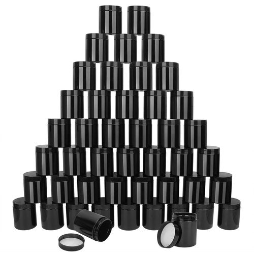 47 Packs 8 oz (250 ml) Black Plastic Jars with Lids, Plastic jars with Lids for Beads, Rhinestones, Sequins Cosmetics, Lotion, Cream, Ointments and More by KUKLIPJIM