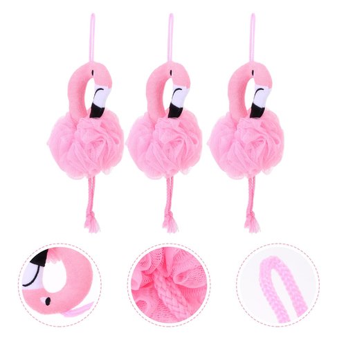 Beaupretty 6 Pcs Flamingo Bath Balls for Kids - Soft Shower Sponges for Gentle Skin Massage and Deep Cleansing Suitable for Home and Hotel Bathing 10.23X4.72X7.08 Inches