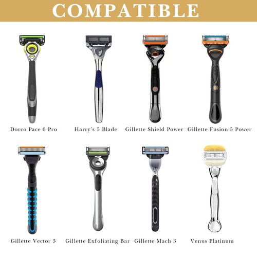 Linkidea Generic EVA Hard Shell Safety Razor Travel Case, Shaving Accessories Blade Head Storage, Men's Portable Travel Shaver Bag Compatible with Gillette Fusion 5 Power, Mach 3 (Blue)