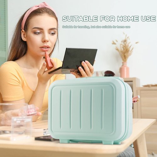 HAHONIA Travel Beauty Case Makeup Travel Case Hard case Material Hard Shell Cosmetic Organizer Bag with Elastic Band and Soft Handle Travel Bag for Toiletry Portable Mini ABS Carrying Suitcase