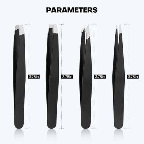 [4+1 Pack] Precision Tweezers Set with Travel Case, Professional Stainless Steel Eyebrow Tweezers for Women & Men, Multi-Purpose for Facial Hair & Ingrown Hair Removal