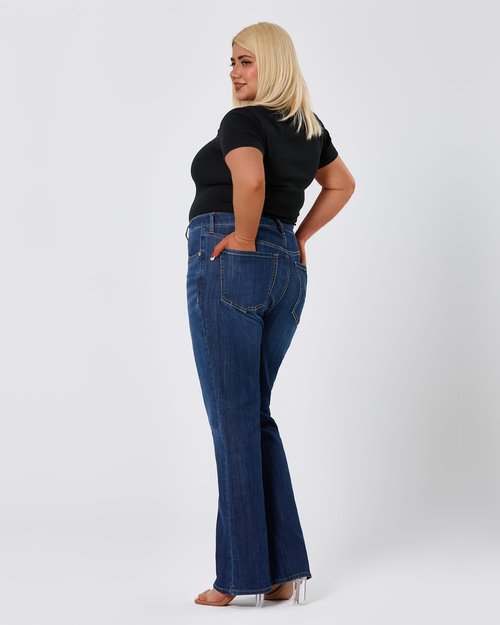 POTADY Women's Plus Size Bell Bottom Jeans High Rise Flare Jean Skinny Stretchy Denim Pants, 18R