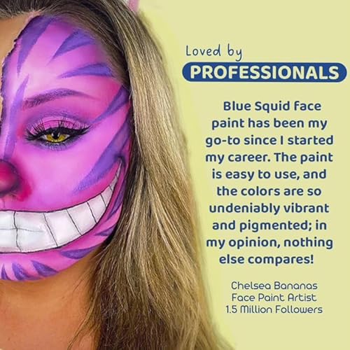 Blue Squid Face Paint Water Based Single Cake Professional Face Paint & Body Paint - Water Activated, Kids Adults Face Painting for Costume, Halloween Makeup, Cosplay - Classic White Face Paint 30g