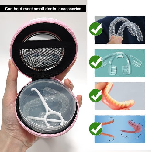 Gxamz Orthodontic Retainer Case with Organizer Bag Aligner Retainer Travel Case Pack Mouth Guard Box (Pink claw)