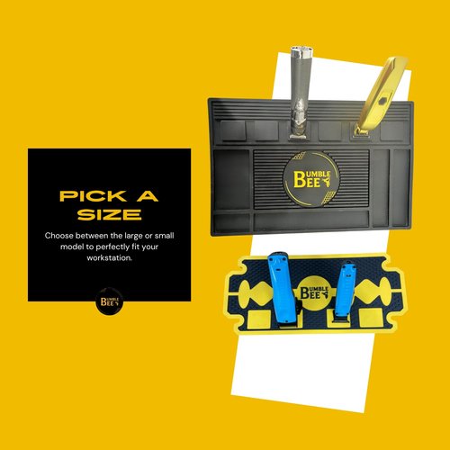 BUMBLE BEE Barber Equipment, Magnetic Barber Mat Non-Slip Heat Resistant Surface - Barber Mats for Clippers, Quick Access, Easy Cleaning - Barber Station Mat and Barber Organizer Station. (Small)