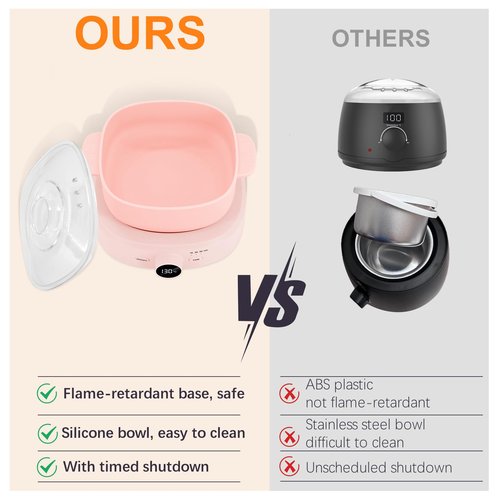 Digital Hair Removal Wax Warmer, Adjustable Temperature Waxing Machine for Women Hair Removal, Face, Bikini, Legs and Body, with Silicone Wax Pot Liner (Pink)