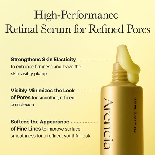 Arencia Retinal Serum, Advanced Night Serum with Retinal, Caffeine and Ectoin, Pore Refining and Firming Formula, 1.01 fl oz