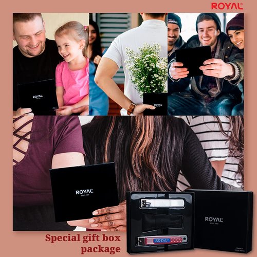 ROYAL [Made in Korea] NO Battery,3 Pcs Nose Hair Trimmer Set,Value Pack(Nose Hair Trimmer with 2 Nail Clippers) The Best Gift for Family, (Black&Brass)