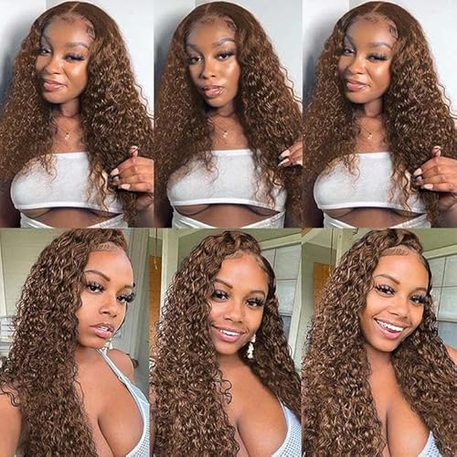 Brown Bundles Human Hair Color 4 Water Wave Bundles 24 26 28 Inch Niegmeag Double Weft Dark Brown Wet and Wavy Bundle Hair Weave Brazilian Virgin Remy Hair Extensions