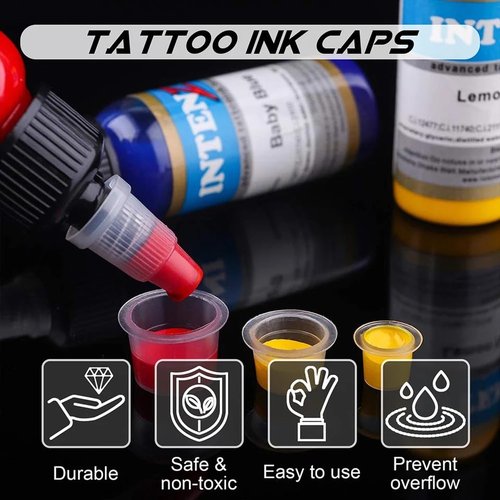 Yuelong 1000pcs Tattoo Ink Caps Large Disposable Pigment Caps Cups Plastic Microblading Permanent Makeup Ink Cups Holder Container Caps Tattoo Ink Supplies (Large-1000pcs, White)