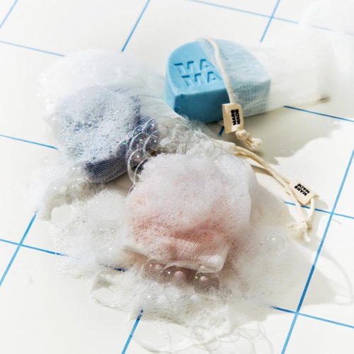 MARS MADE PLA Mesh Soap Saver - Plant-Based Exfoliating Net Bag for Shampoo, Conditioner & Body Bars - Travel-Friendly Foaming Shower Soap Scrubber Pouch with Breathable Mesh & Hanging Loop