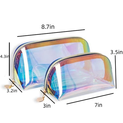 Fexdesire Dazzle clear makeup bags，travel and daily travel Holographic makeup bag women