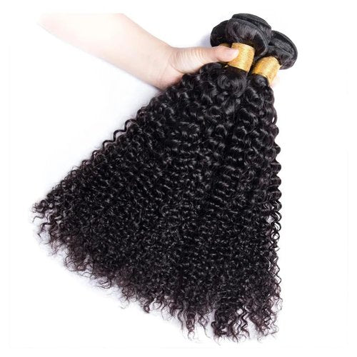 Kinky Curly Human Hair Bundles Afro Curly Bundles Natural Black 16 16 16 Inch Double Weft Unprocessed Remy Hair Extensions Healthy And Soft Daily Wear