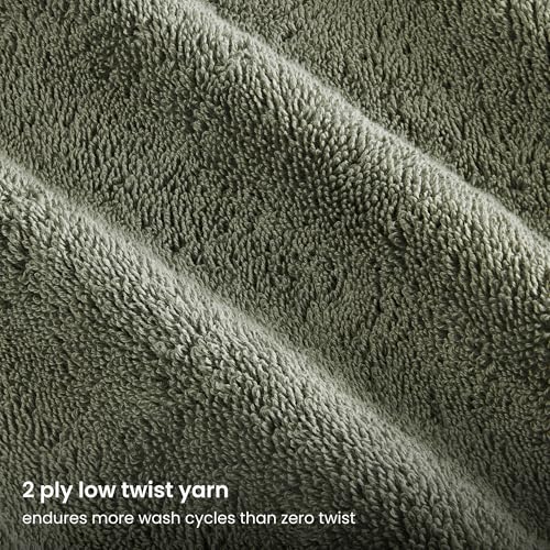 BIOWEAVES 100% Organic Cotton 700 GSM Plush Premium Washcloths 13" x 13" GOTS Certified, Face Towels Perfect for Home & Bathroom - Sage, Pack of 12
