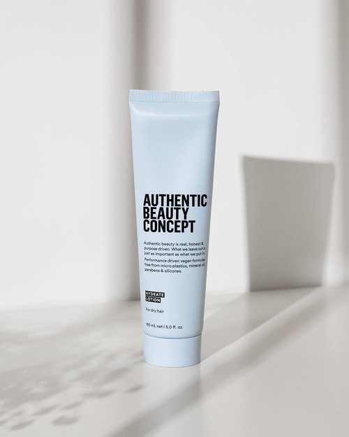 Authentic Beauty Concept Hydrate Lotion | Hydrating Hair Lotion | Leave-In Cream | Protects from Blow Dry Damage & Helps fight Frizz | Normal To Dry or Curly Hair | Vegan & Cruelty-free | 5 fl. oz
