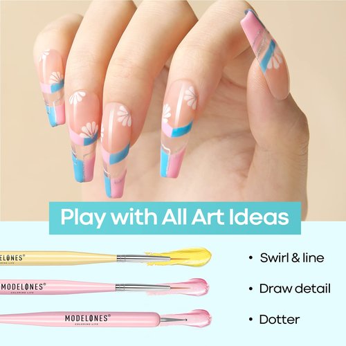 modelones Gel UV LED Nail Lamp with UV Gloves and Nail Art Brushes Set, Nail Art Design Pen Painting Tools with Nail Extension Gel Brush, Nail Art Liner Brush and Nail Dotting Pen for Gel Polish Mani