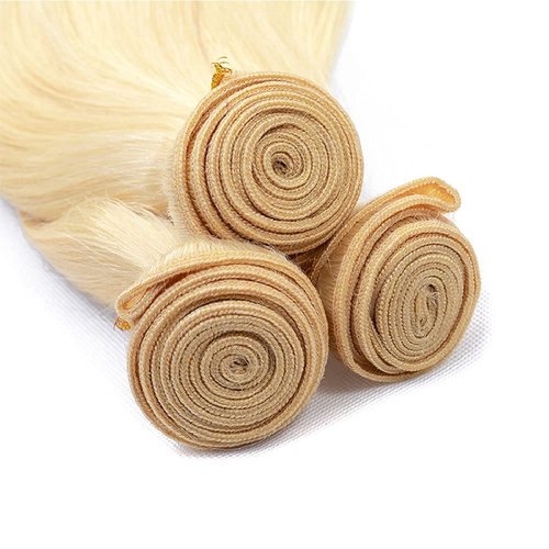 MLMYBAYEA 613 Human Hair Bundles Blonde Straight Bundle 08 10 12 Inch Double Weft Brazilian Unprocessed Virgin Hair Color 613 Straight Bundles For Women
