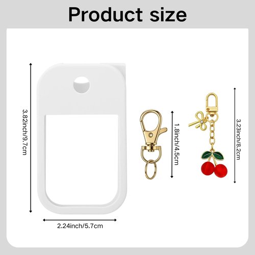 Hand Sanitizer Spray Case Compatible with Touchland, Soft Silicone Holder with Cherry Keychain for Touch Land Mist Case 1FL OZ, Portable and Convenient for Handbags, Backpacks, and Gym Bags (White)