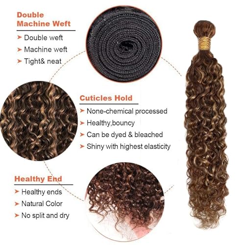 P430 Highlight Brown Bundles Human Hair Water Wave Bundles 34 34 34 Inch Unprocessed Brazilian Virgin Remy Hiair Chocolate Brown Water Wave 3 Bundle Human Hair Extensions