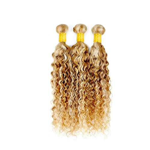 CnumGunm Highlight Bundles Human Hair 613 Water Wave Bundle 24 26 28 inch 613 Wet and Wavy Bundles Human Hair Blonde Water Wave Bundle