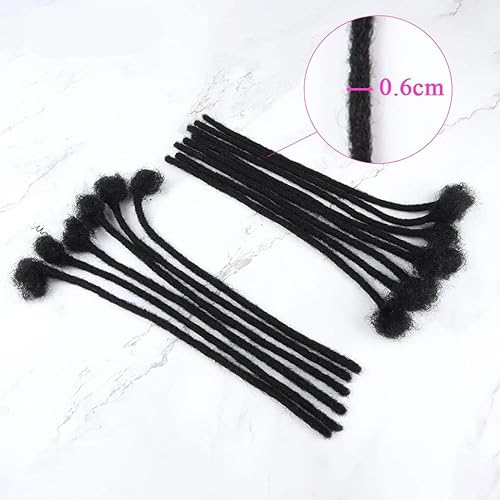 6inch 50 Strands Human Hair Dreadlock Extensions for Women/men 0.6cm Thickness 50 Strands 100% Handmade Can Be Dyed,Curled and Bleached Natural Black Permanent Loc Extensions Real Human Hair