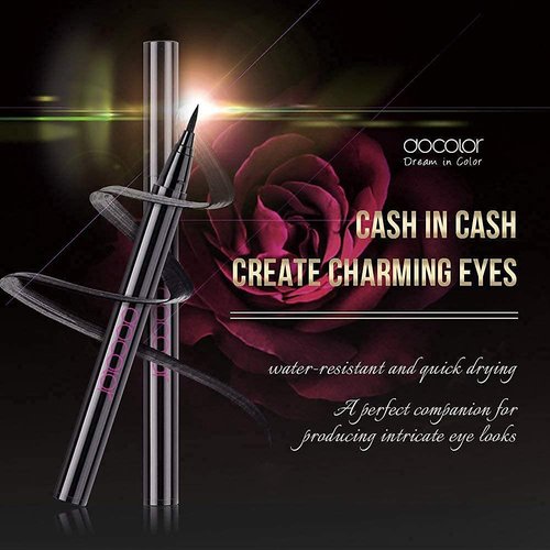 Docolor Makeup Brushes 10Pcs Neon Makeup Brushes Set with Soft Synthetic Hairs and 1PCS Waterproof Eyeliner Pen Super Slim Liquid Eyeliner Eye Liner Gel Black