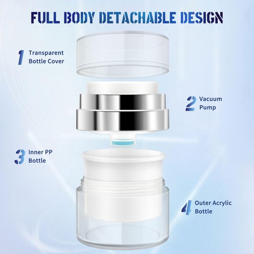 2 Pcs Airless Pump Jar, Refillable Cream Jar Vacuum Bottle Travel Size Empty Container for Cream and Lotion (2 x 1oz)